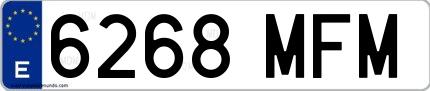 Ejemplo de matrícula española 6268 MFM
