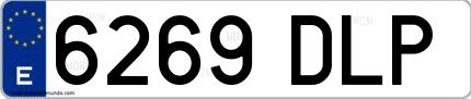 Ejemplo de matrícula española 6269 DLP