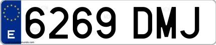 Ejemplo de matrícula española 6269 DMJ