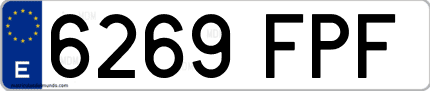 Ejemplo de matrícula de coche ordinaria 6269 FPF