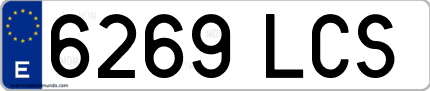 Ejemplo de matrícula de coche ordinaria 6269 LCS