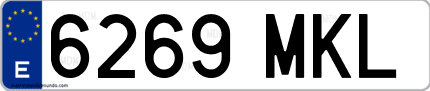 Ejemplo de matrícula de coche ordinaria 6269 MKL