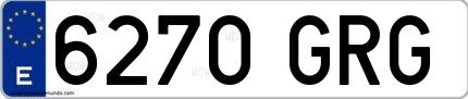 Ejemplo de matrícula española 6270 GRG