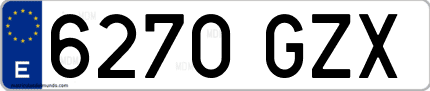Ejemplo de matrícula de coche ordinaria 6270 GZX