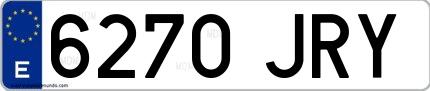 Ejemplo de matrícula española 6270 JRY