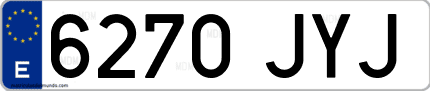 Ejemplo de matrícula de coche ordinaria 6270 JYJ