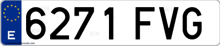 Ejemplo de matrícula de coche ordinaria 6271 FVG