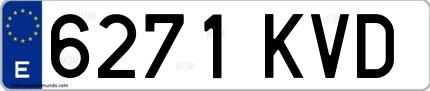 Ejemplo de matrícula española 6271 KVD
