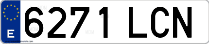 Ejemplo de matrícula de coche ordinaria 6271 LCN
