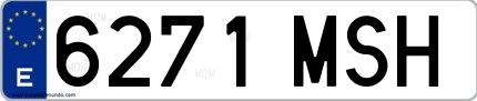 Ejemplo de matrícula española 6271 MSH
