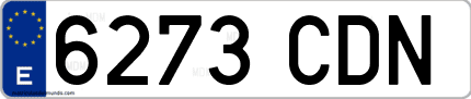 Ejemplo de matrícula de coche ordinaria 6273 CDN