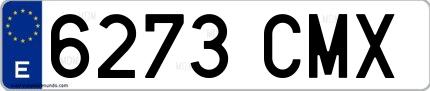 Ejemplo de matrícula española 6273 CMX