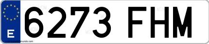 Ejemplo de matrícula española 6273 FHM
