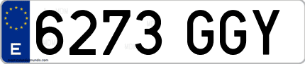 Ejemplo de matrícula de coche ordinaria 6273 GGY