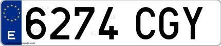 Ejemplo de matrícula española 6274 CGY