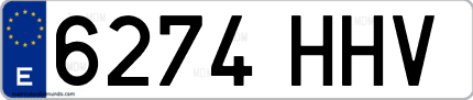 Ejemplo de matrícula de coche ordinaria 6274 HHV