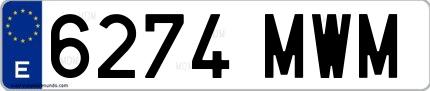 Ejemplo de matrícula española 6274 MWM