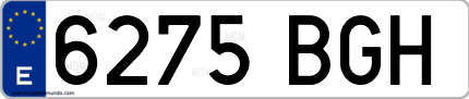Ejemplo de matrícula de coche ordinaria 6275 BGH