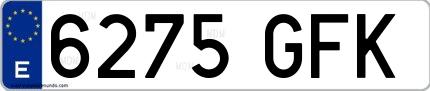 Ejemplo de matrícula española 6275 GFK