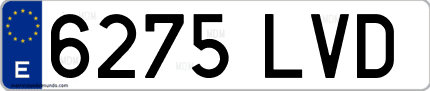 Ejemplo de matrícula de coche ordinaria 6275 LVD