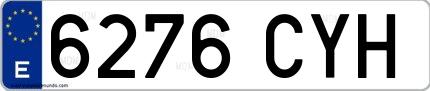 Ejemplo de matrícula española 6276 CYH