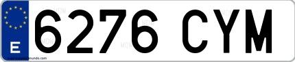 Ejemplo de matrícula española 6276 CYM
