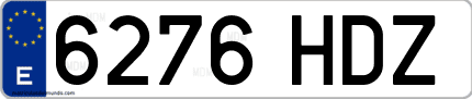 Ejemplo de matrícula de coche ordinaria 6276 HDZ
