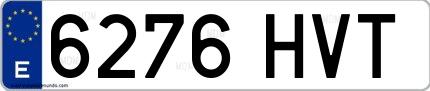 Ejemplo de matrícula española 6276 HVT