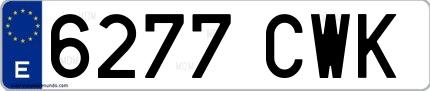 Ejemplo de matrícula española 6277 CWK