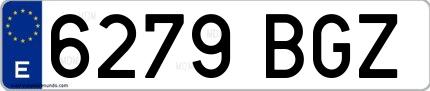 Ejemplo de matrícula española 6279 BGZ