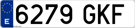 Ejemplo de matrícula de coche ordinaria 6279 GKF