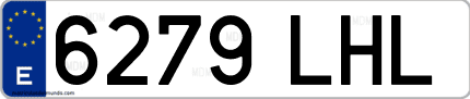 Ejemplo de matrícula de coche ordinaria 6279 LHL