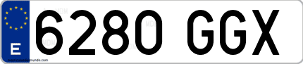 Ejemplo de matrícula de coche ordinaria 6280 GGX