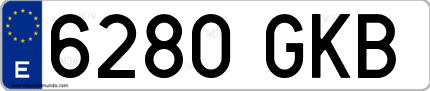 Ejemplo de matrícula de coche ordinaria 6280 GKB