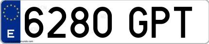 Ejemplo de matrícula española 6280 GPT