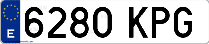 Ejemplo de matrícula de coche ordinaria 6280 KPG