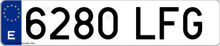Ejemplo de matrícula de coche ordinaria 6280 LFG