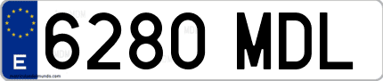 Ejemplo de matrícula de coche ordinaria 6280 MDL
