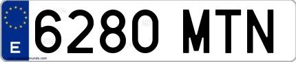 Ejemplo de matrícula española 6280 MTN