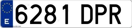 Ejemplo de matrícula española 6281 DPR