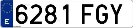 Ejemplo de matrícula española 6281 FGY