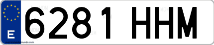 Ejemplo de matrícula de coche ordinaria 6281 HHM