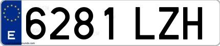 Ejemplo de matrícula española 6281 LZH
