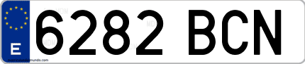 Ejemplo de matrícula de coche ordinaria 6282 BCN