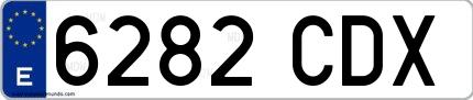 Ejemplo de matrícula española 6282 CDX