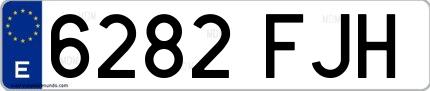 Ejemplo de matrícula española 6282 FJH