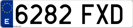 Ejemplo de matrícula de coche ordinaria 6282 FXD