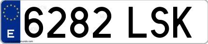 Ejemplo de matrícula española 6282 LSK