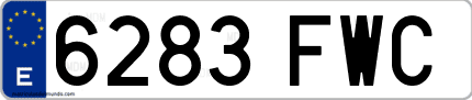 Ejemplo de matrícula de coche ordinaria 6283 FWC