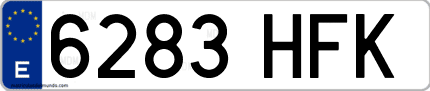 Ejemplo de matrícula de coche ordinaria 6283 HFK